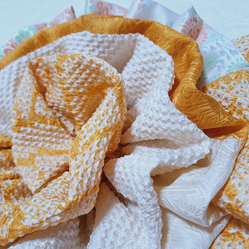 ワンタッチ帯 くらわんローズ 山吹色白文様1 浴衣帯 作り帯 浴衣