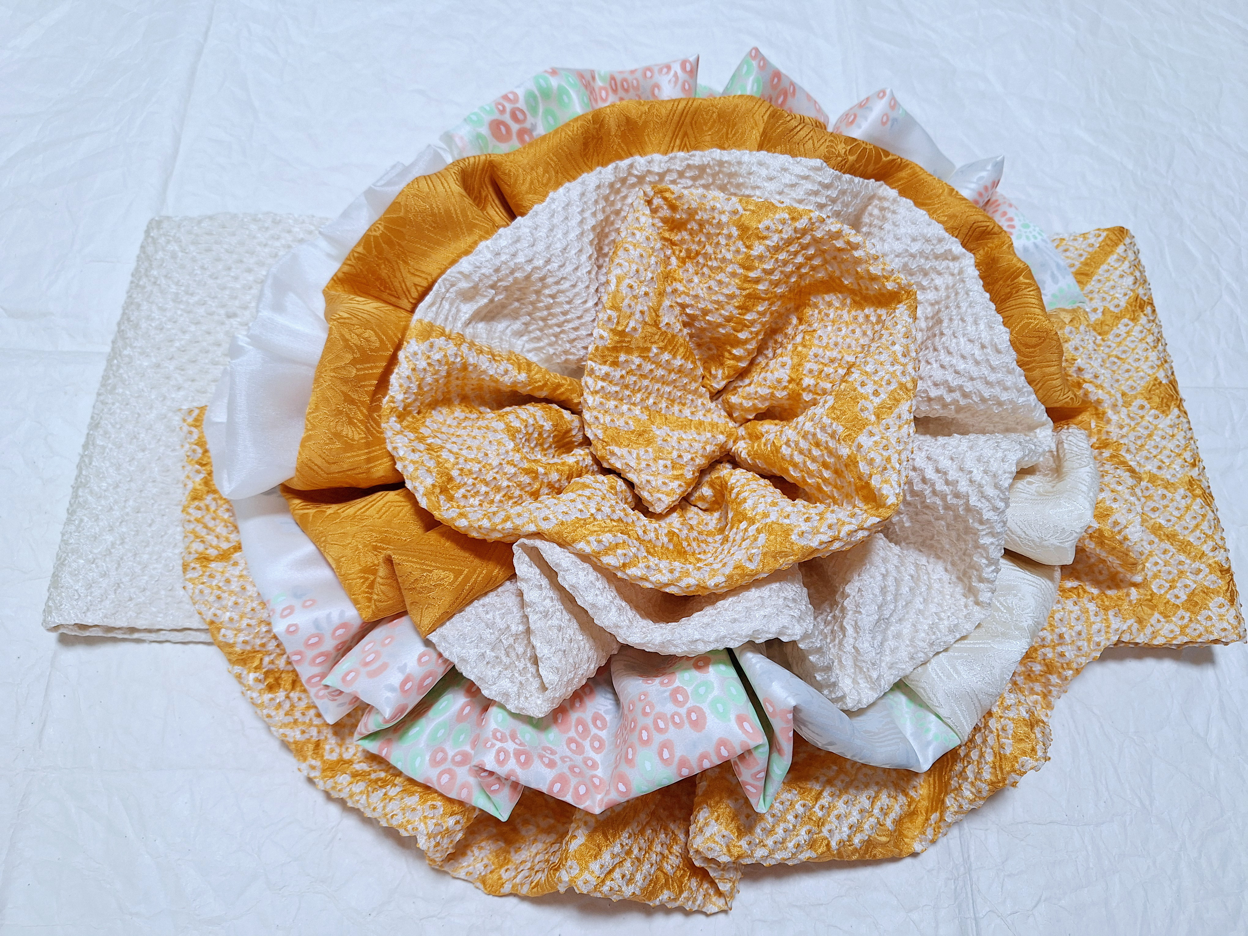ワンタッチ帯 くらわんローズ 山吹色白文様1 浴衣帯 作り帯 浴衣