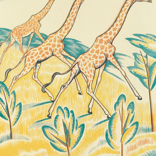 キリンのイラストアートポスター☆アフリカサファリ動物園レトロ