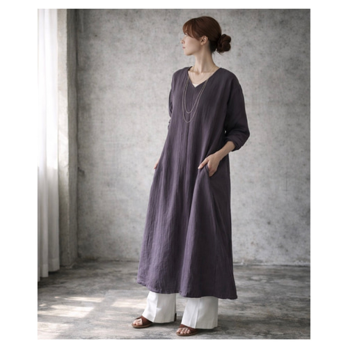 ふわふわ厚みが2倍／ゆったりリラックスワンピース／厚手ダブルガーゼ