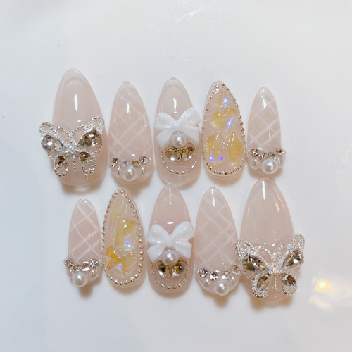 サイズオーダー 氷ネイル うるうるネイル ネイルチップ ワンホン 量産  