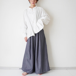 relaxing・2wayデニムパンツ　ワイドマキシ/バルーン・アラジンパンツ　cotton/flax 5枚目の画像