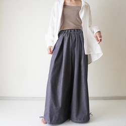 relaxing・2wayデニムパンツ　ワイドマキシ/バルーン・アラジンパンツ　cotton/flax 3枚目の画像