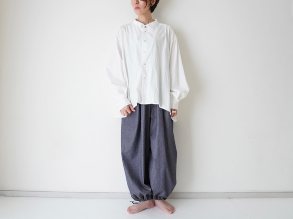 relaxing・2wayデニムパンツ　ワイドマキシ/バルーン・アラジンパンツ　cotton/flax 11枚目の画像