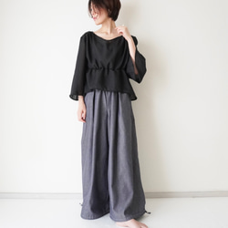 relaxing・2wayデニムパンツ　ワイドマキシ/バルーン・アラジンパンツ　cotton/flax 6枚目の画像