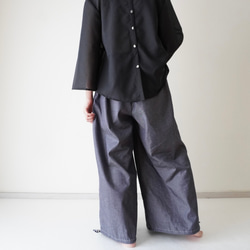relaxing・2wayデニムパンツ　ワイドマキシ/バルーン・アラジンパンツ　cotton/flax 8枚目の画像