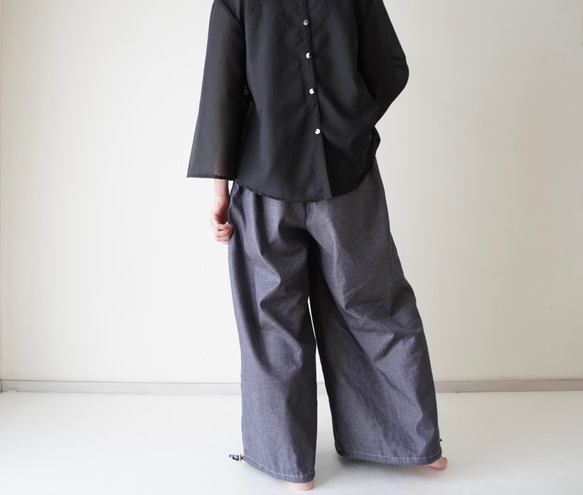 relaxing・2wayデニムパンツ　ワイドマキシ/バルーン・アラジンパンツ　cotton/flax 8枚目の画像