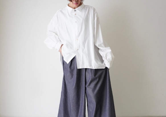 relaxing・2wayデニムパンツ　ワイドマキシ/バルーン・アラジンパンツ　cotton/flax 4枚目の画像