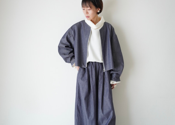 relaxing・2wayデニムパンツ　ワイドマキシ/バルーン・アラジンパンツ　cotton/flax 20枚目の画像