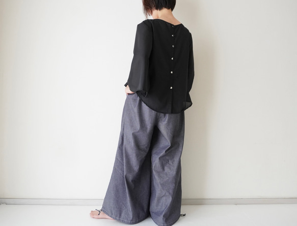 relaxing・2wayデニムパンツ　ワイドマキシ/バルーン・アラジンパンツ　cotton/flax 9枚目の画像