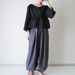 relaxing・2wayデニムパンツ　ワイドマキシ/バルーン・アラジンパンツ　cotton/flax 12枚目の画像