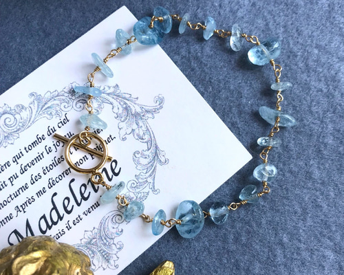 14kgf〉アクアマリンのブレスレット ブレスレット Madeleine