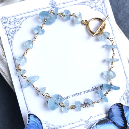 14kgf〉アクアマリンのブレスレット ブレスレット Madeleine