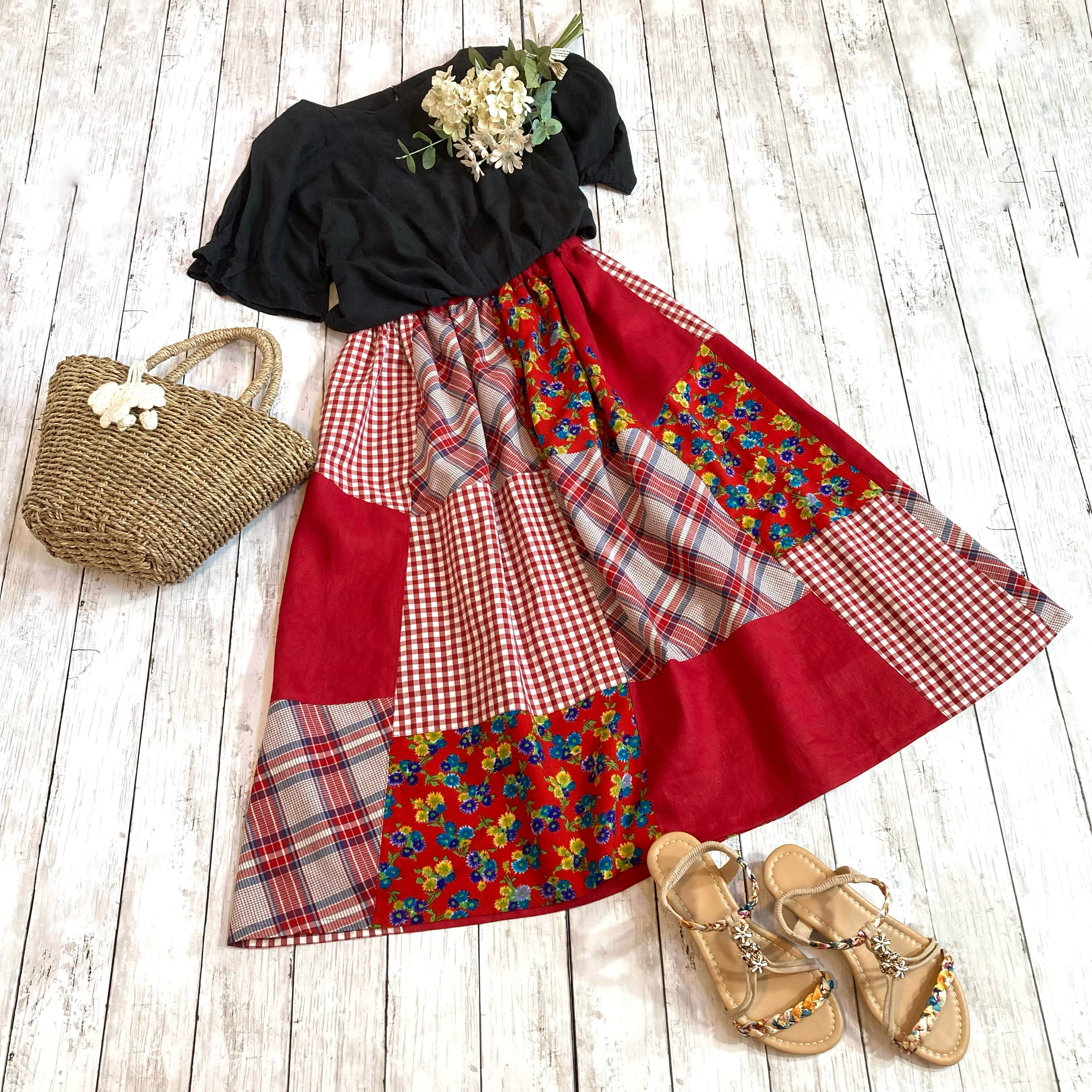 スカート & フラワー Dolce Gabbana パッチワーク マルチカラー