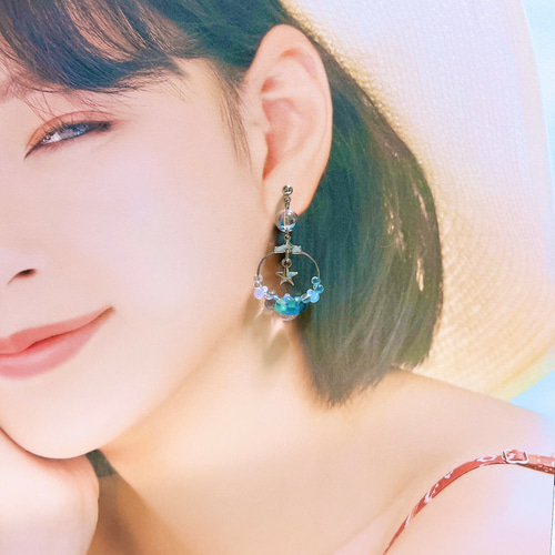 海のバブルリングピアス/イヤリング《水色》 ピアス（その他 