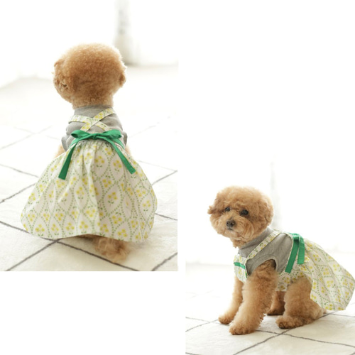 受注制作】重ね着風エプロンワンピースハンドメイド犬服