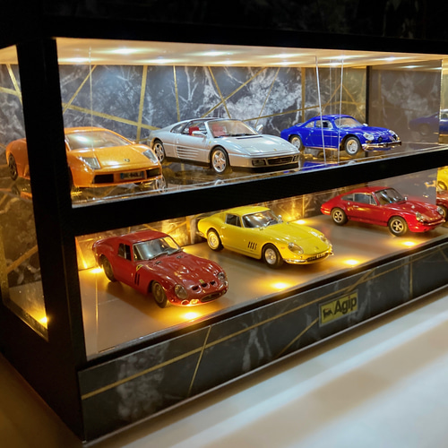 1/43展示可・大理石＆Gリーフ・ディスプレーBOX/ LED照明付ネオ