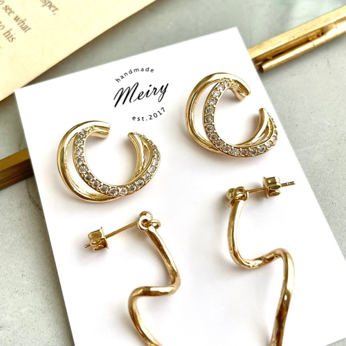 ガルニ　ピアス　イヤーカフ　セット Melody Accessory イヤーカフ 日本製 K18GP カフチェーン ビーズ