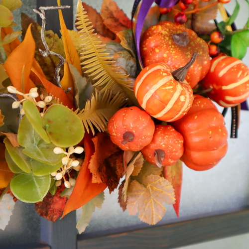 フラワーリース 涼を求めて7 ハロウィンリース 玄関リース 造花 秋色 10037201.jpg