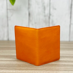 ２つ折りパスケース　本革　オレンジ 2枚目の画像