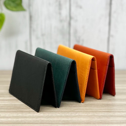 ２つ折りパスケース　本革　オレンジ 5枚目の画像