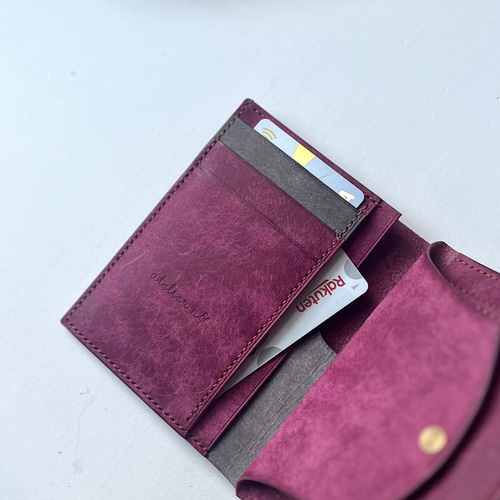 ミドルウォレット【ピンクパープル、グレー】二つ折り財布
