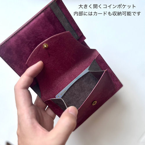 ミドルウォレット【ピンクパープル、グレー】二つ折り財布