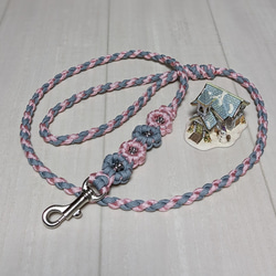パラコードリード 花モチーフ 中型、小型犬用 (全長120cm) カラーお