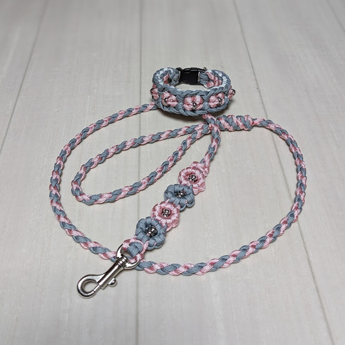 パラコードリード スリップリード 首輪一体型リード お花 №024 パラ