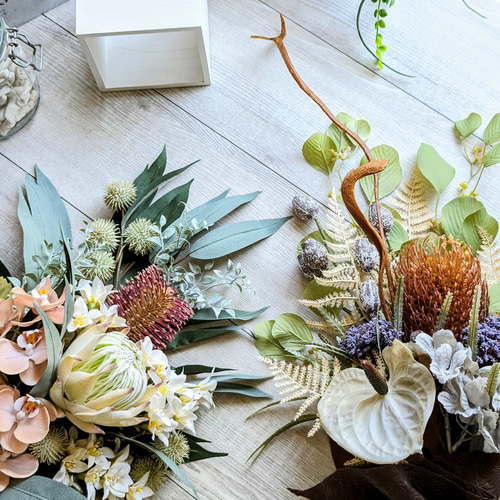 ドライ風 ラテアンスリウムとネイティブフラワーSwag〜バンクシア