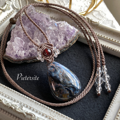 ピーターサイト 天然石マクラメ編みネックレス・天然石マクラメ  