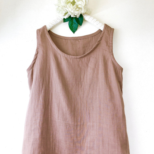 ハンドメイド　レディース　タンクトップ　ダブルガーゼ　なでしこピンク♬ ⭐️新作⭐️2枚セットふわふわcotton100%Wガーゼのインナー
