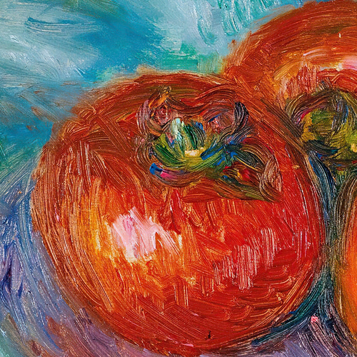 トマトの絵画アートポスター☆赤色夏野菜ナチュラルボタニカルお洒落