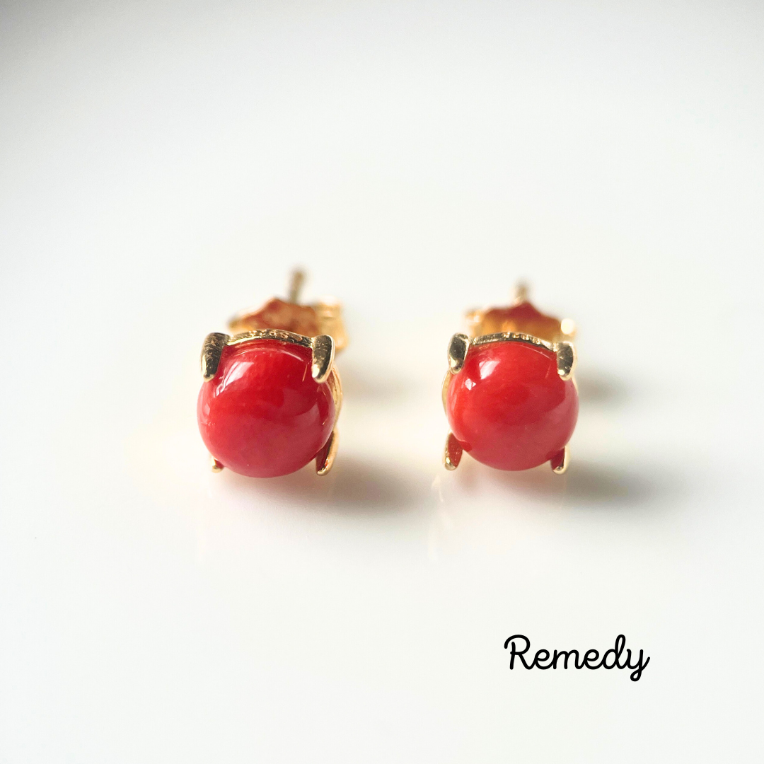 【ロトンド】サルディーニャ産・本珊瑚のスタッドピアス 18KGP Silver925 3月誕生石