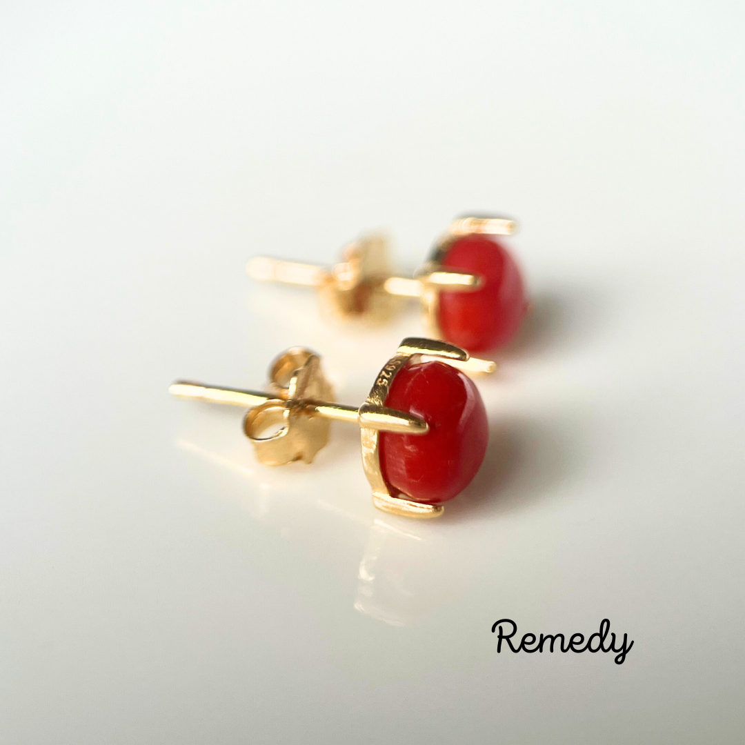 【ロトンド】サルディーニャ産・本珊瑚のスタッドピアス 18KGP Silver925 3月誕生石