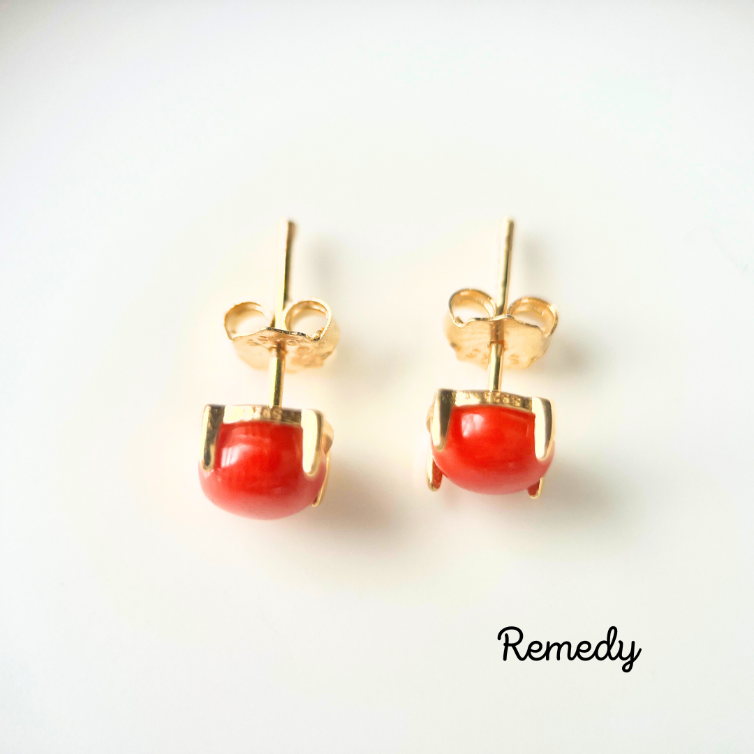 【ロトンド】サルディーニャ産・本珊瑚のスタッドピアス 18KGP Silver925 3月誕生石