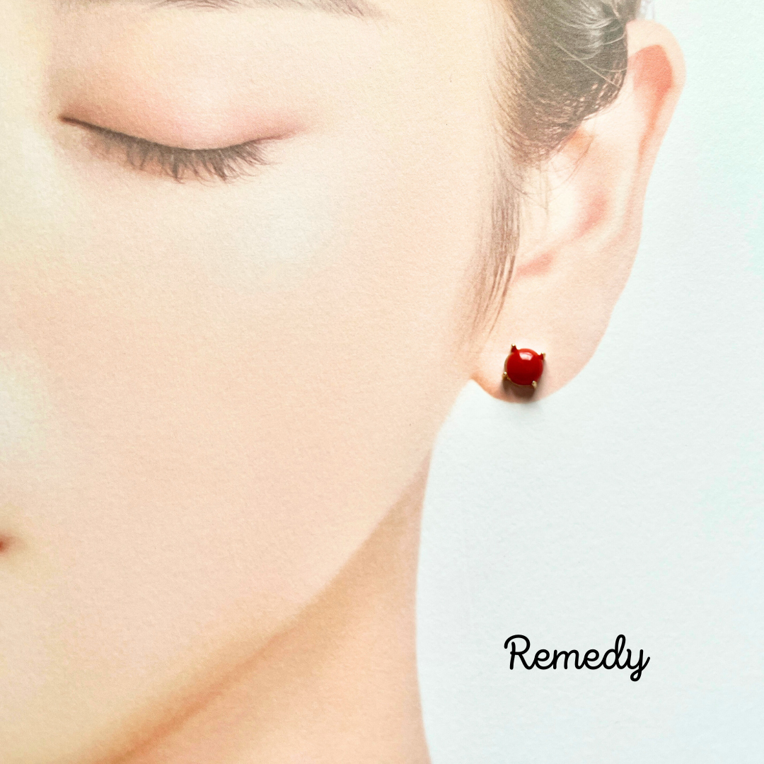 【ロトンド】サルディーニャ産・本珊瑚のスタッドピアス 18KGP Silver925 3月誕生石