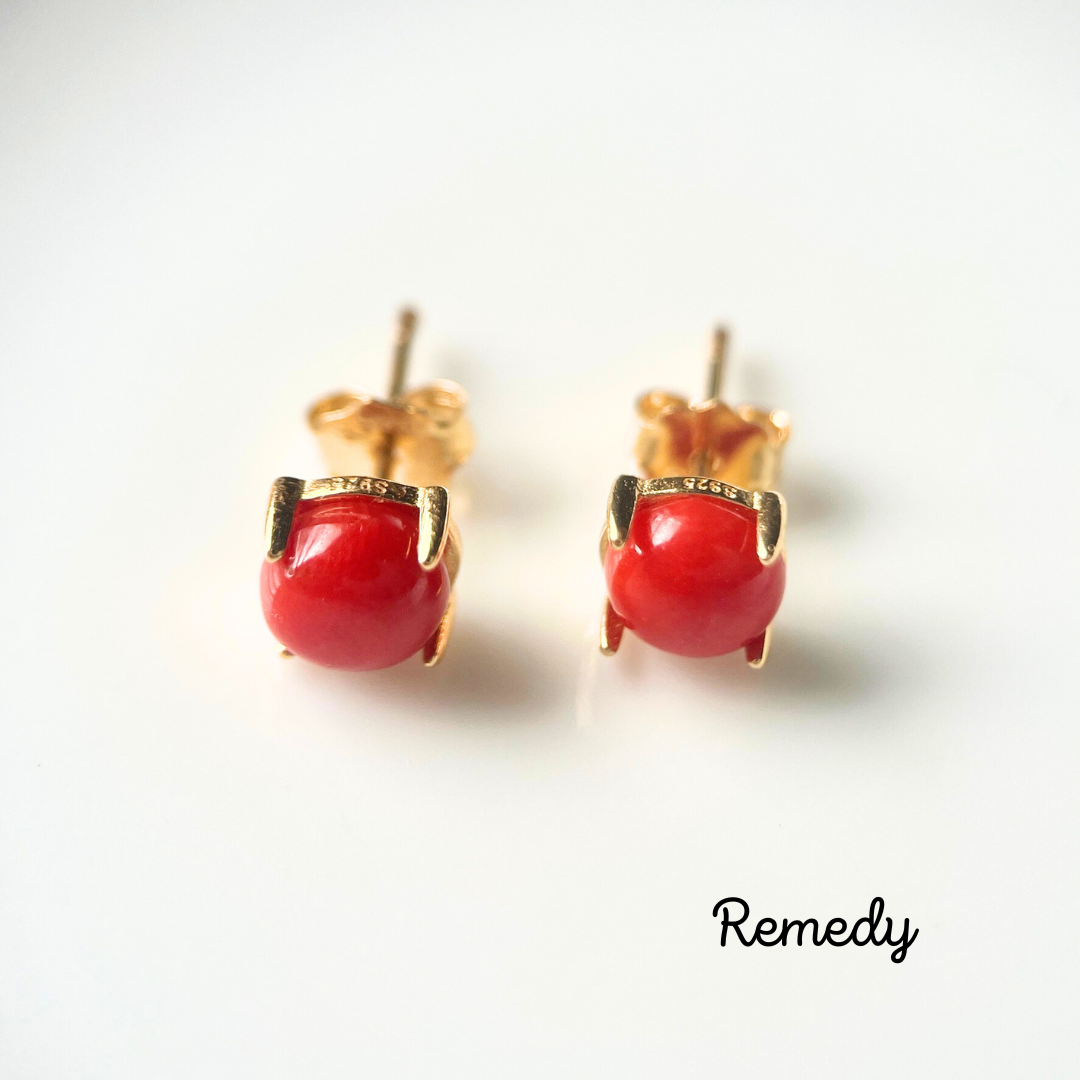 【ロトンド】サルディーニャ産・本珊瑚のスタッドピアス 18KGP Silver925 3月誕生石