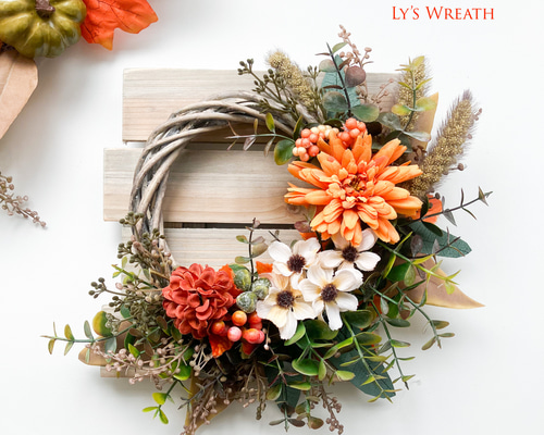 オレンジ系 ハロウィンリース OLS-org30001 ハロウィンのオレンジ