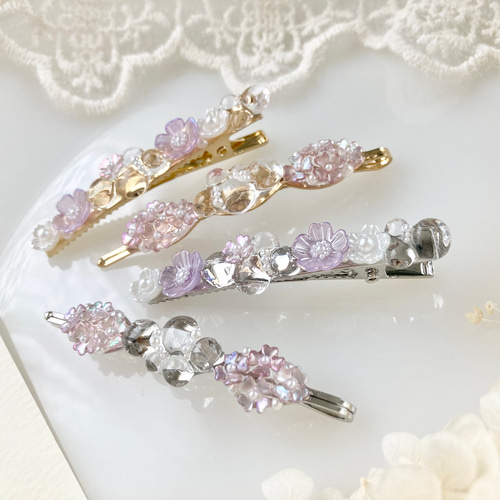 一点物☆✴︎ヘアピンコーナー644C輝く蘭の花ビジュークリップお花