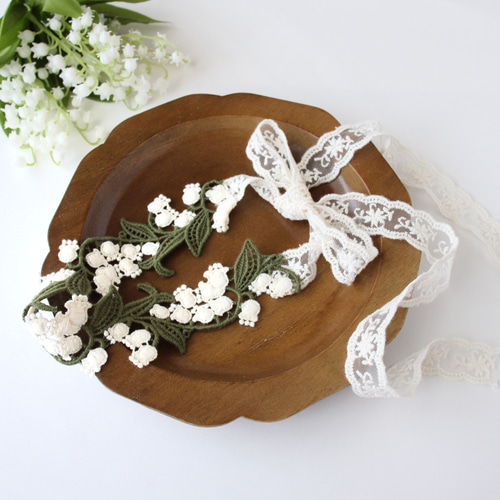 すずらんのレースヘアバンド flower ribbon◇ ひな祭り 初節句 1歳