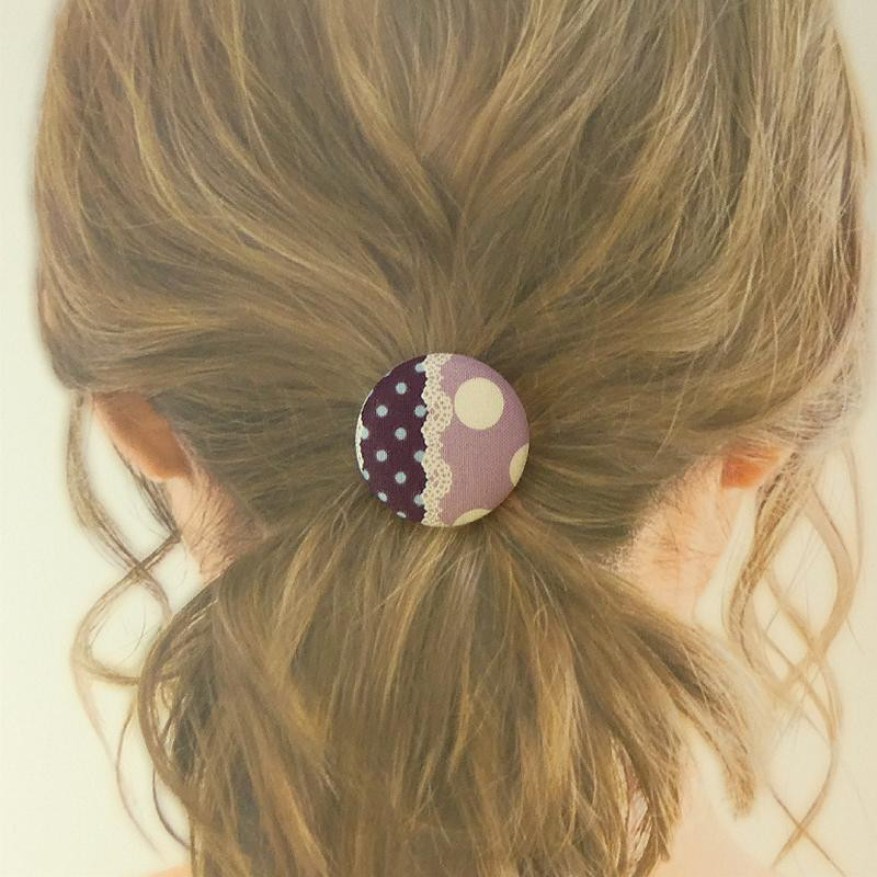 くるみボタン　お仕立て例-7.　◆「ヘアゴム」/　38ミリ(大)専用