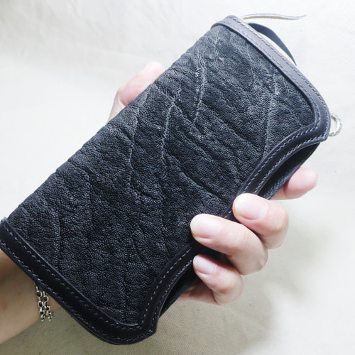 レザーウォレット エレファントレザー ロングウォレット ゾウ革 革財布