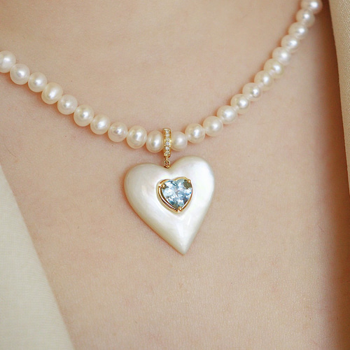 K18 】ハートトップ パールネックレス