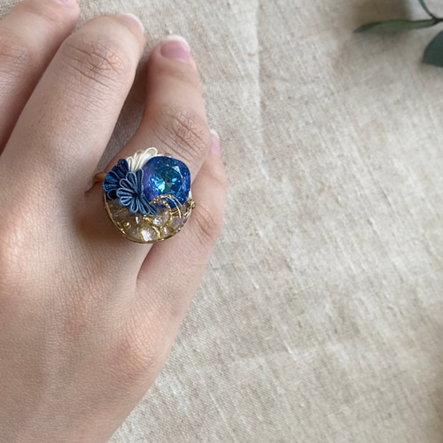 再販受付中 つまみ細工ピアスorイヤリング 指輪セット つまみ 細工 ピアス