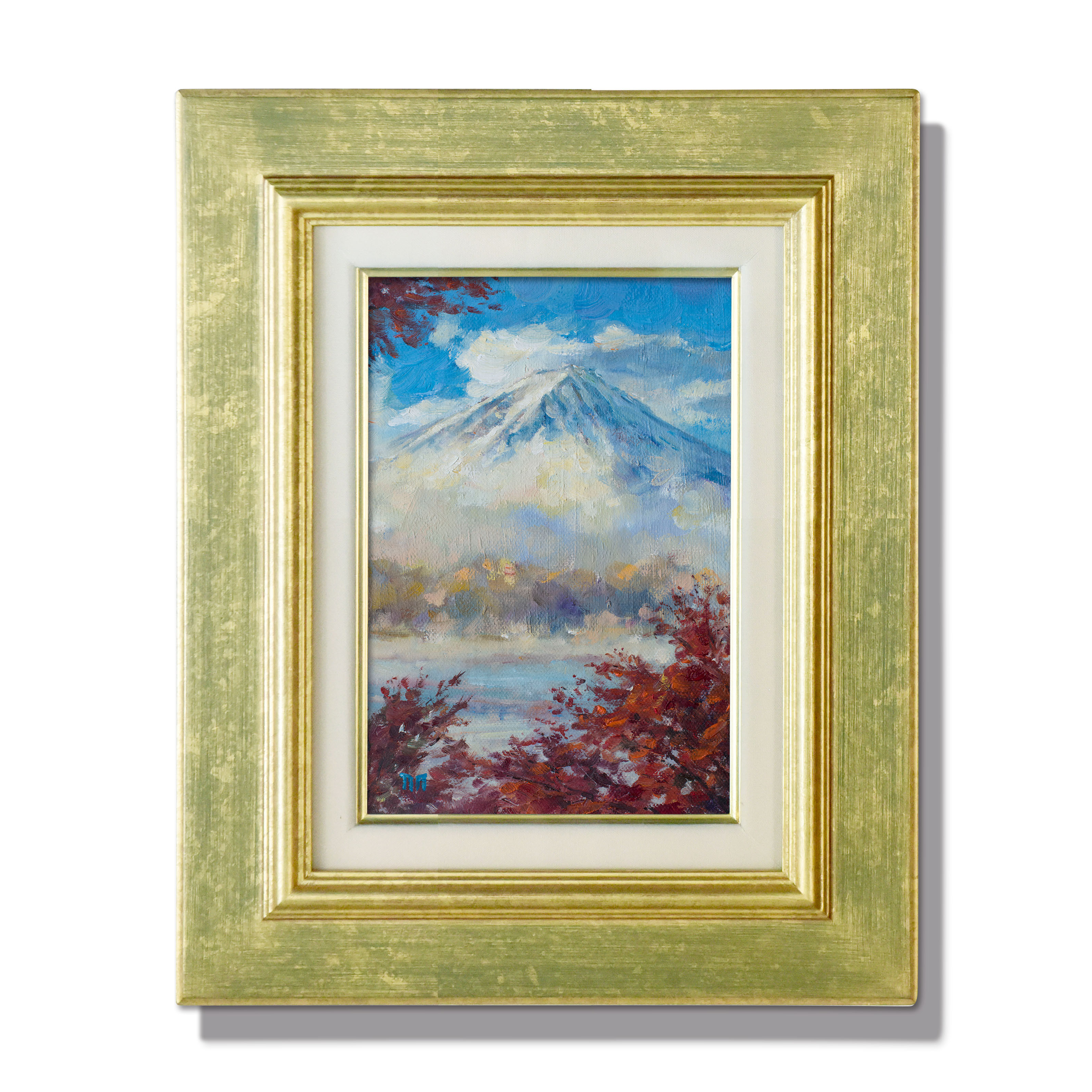 そら子　油絵　富士山　風景画　絵画　肉筆　smサイズ　額縁付き
