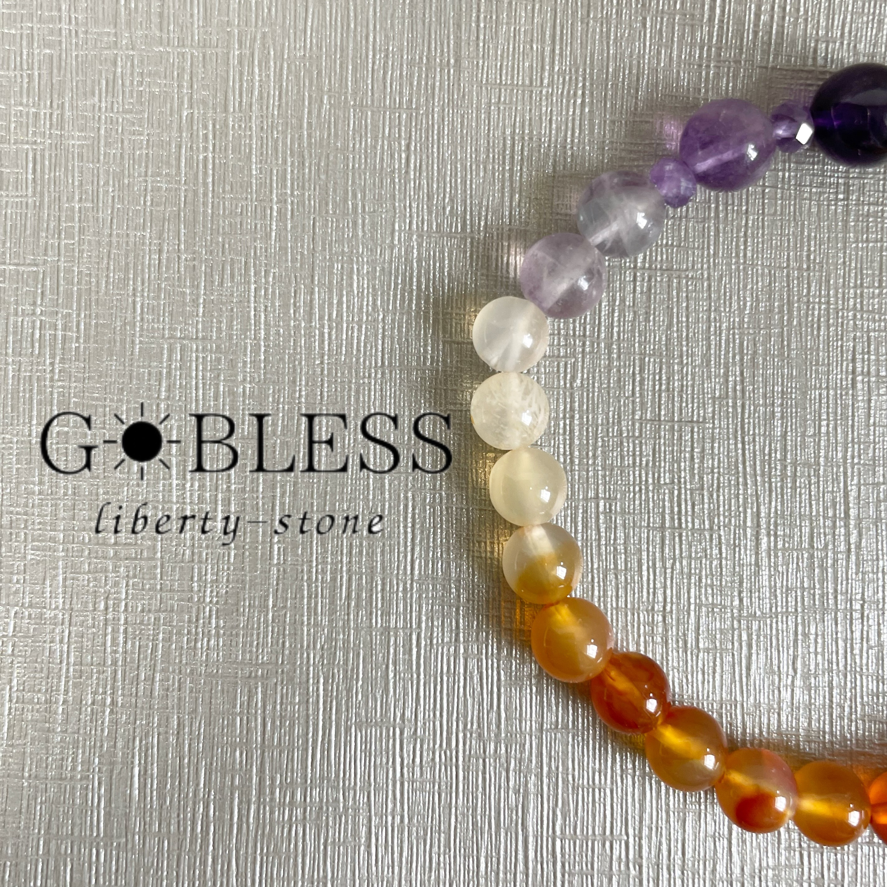 【再販ラスト1本】118 移り変わる夕焼け -skyｼﾘｰｽﾞ／アメジスト×フローライト×カーネリアン／ブレスレット