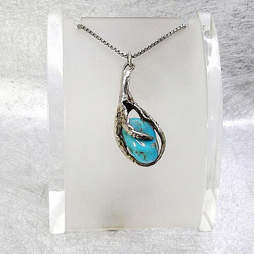 送料無料！未使用イーグルの爪とターコイズ（トルコ石）のシルバー925製トップ！