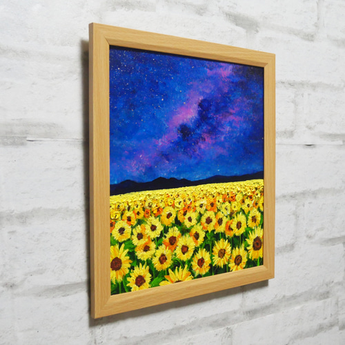 油絵 油彩 油彩画 絵 絵画【星空のひまわり畑】 油絵 油彩 油彩画 絵 絵画【星空のひまわり畑】 絵画 HR 通販