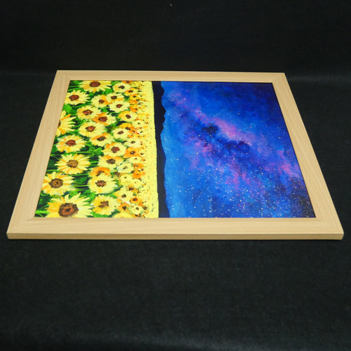 油絵 油彩 油彩画 絵 絵画【星空のひまわり畑】 絵画 HR 通販